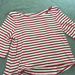 Free People White and Red Striped Top